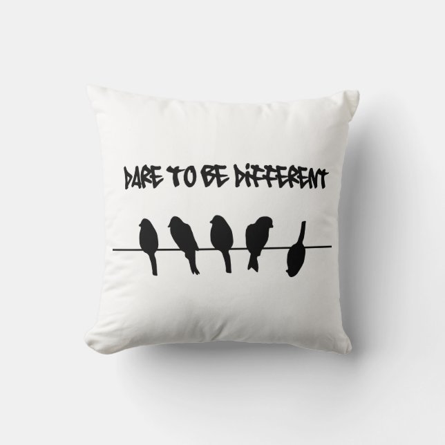 Coussin Des oiseaux sur un fil - osez être différent (Recto)