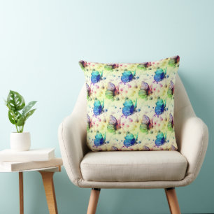 Coussin des papillons aquarelle