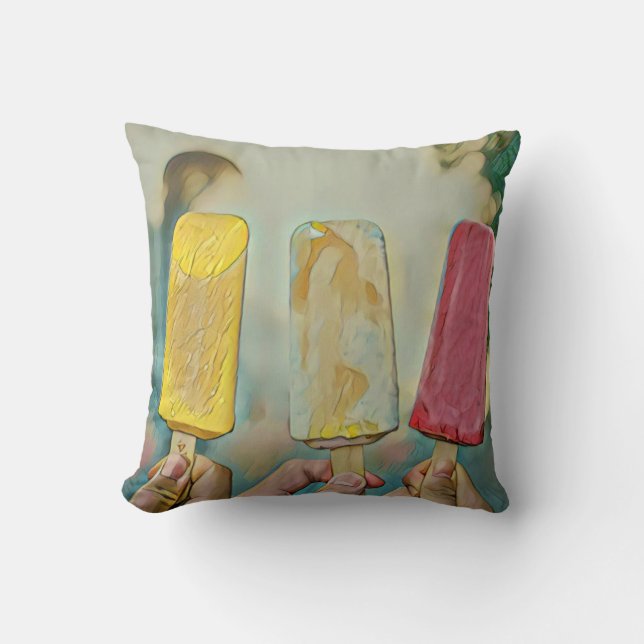 Coussin Des popsicles de crème glacée colorée (Recto)