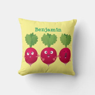 Coussin Des radis mignons chantant des légumes de dessin a
