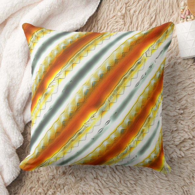 Coussin Des rayures abstraites scandaleuses en orange et g (Couverture)
