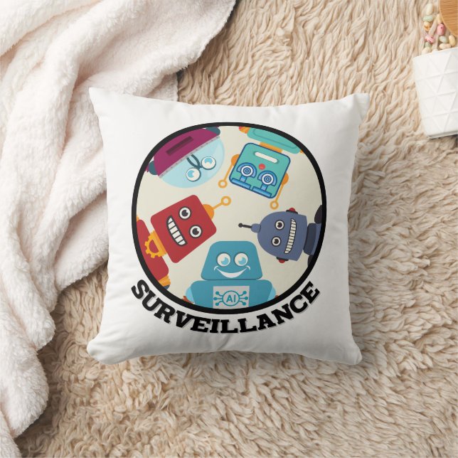 Coussin Des robots de surveillance et d'intelligence artif (Couverture)