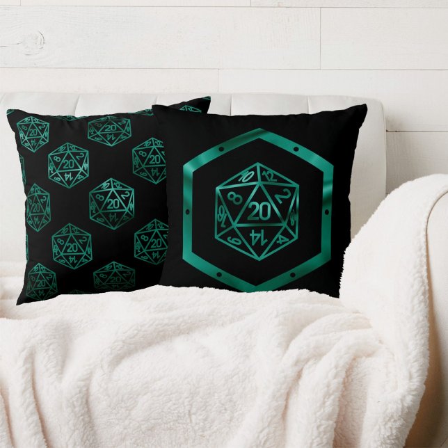 Coussin Dés RPG | Emerald Imaginaire Tabletop Retro Gamer (Créateur téléchargé)