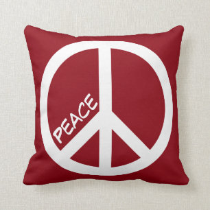 Coussin des signes de paix rouge