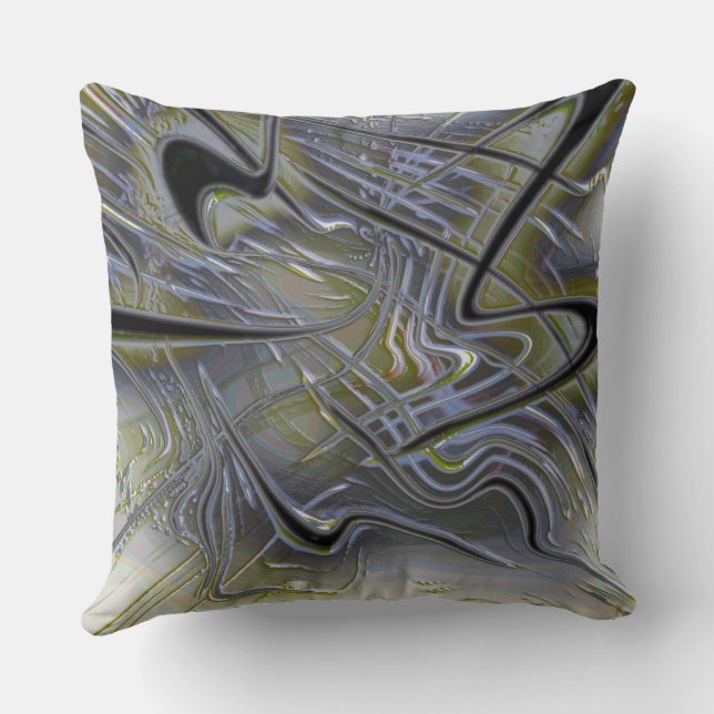 Coussin Des traces rustiques sur un gris vert jaunâtre dou (Verso)