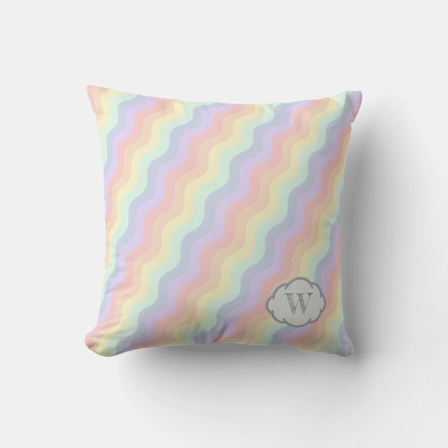 Coussin des vagues arc-en-ciel Pastel (Recto)
