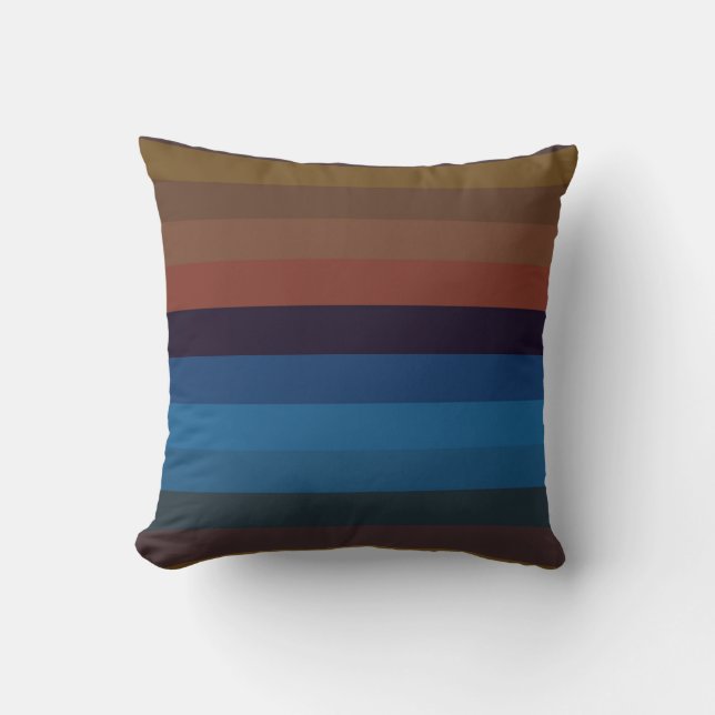 Coussin Desert Coast Stripes Terracotta, Denim Blue  (Recto)