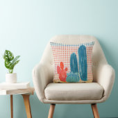Coussin Désert de Bohême BOHO Retro Cactus Aquarelle Art (Chair)