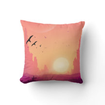 Desert Sunset Scene avec oiseaux - Nature Paysage