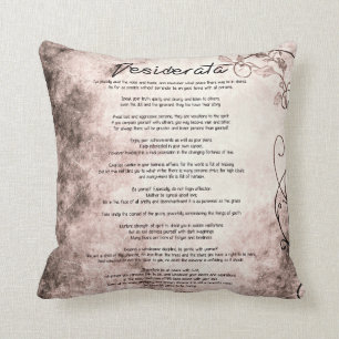 Coussin Desiderata sur le parchemin floral vintage de Faux