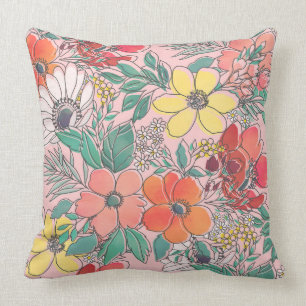 Coussin Design à motif floral rose mignon