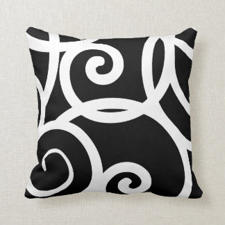 Coussin design abstrait blanc et noir