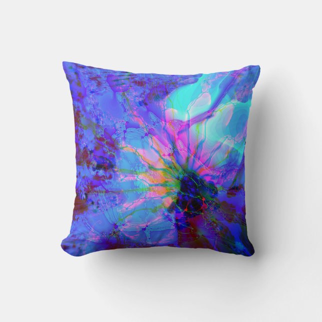 Coussin Design abstrait bleu et violet (Recto)