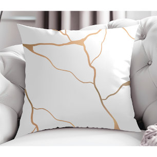 Coussin Design Abstrait de la veine or moderne blanc