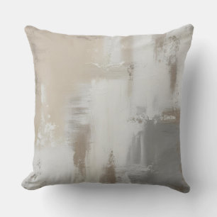 Coussin Design Abstrait Gris Blanc Taupe Contemporain