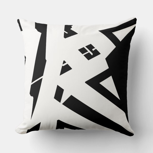 Coussin Design abstrait moderne blanc et noir (Recto)
