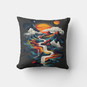 Coussin Design abstrait, paysage surréaliste