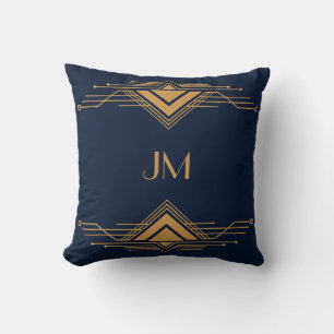 Coussin Design Art Déco élégant et géométrique or