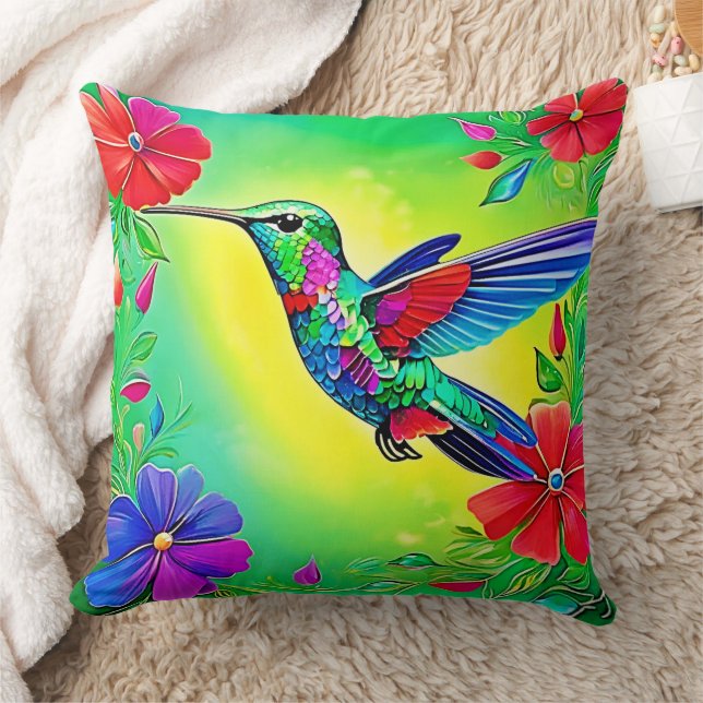 Coussin Design artistique des colibris floraux (Couverture)