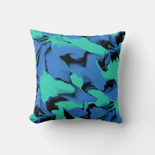 Coussin Design bleu et noir Wavy