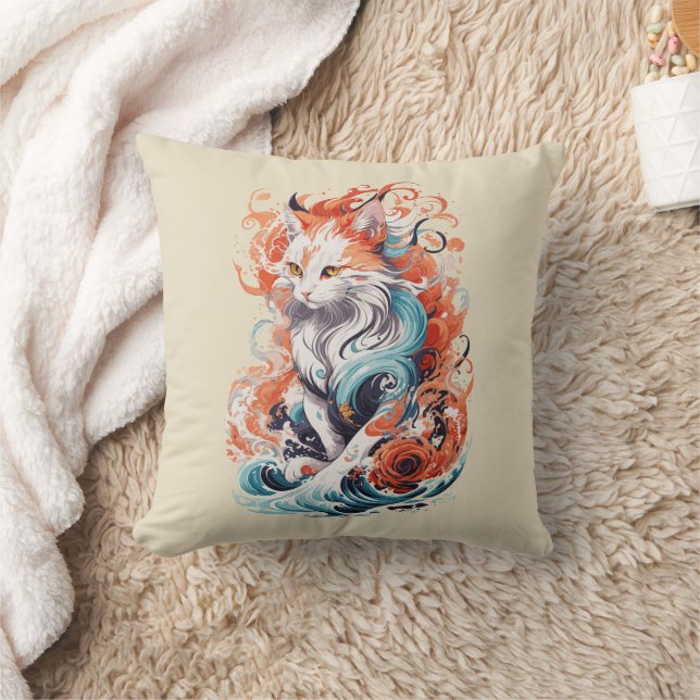Coussin Design Chat Cute Dans Le Style Traditionnel Néo (Couverture)