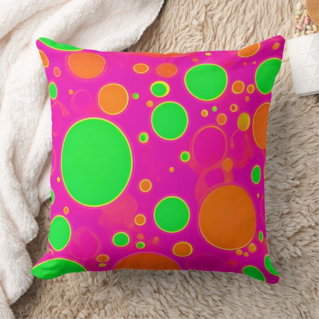Coussin Design circulaire néon rose et vert rétro (Couverture)