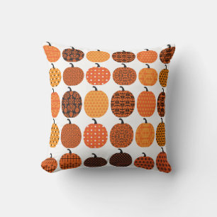 Coussin Design Citrouille orange et noir