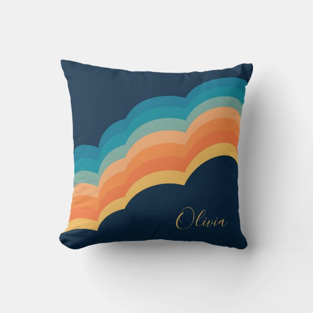 Coussin Design coloré de style rétro nuages (Recto)