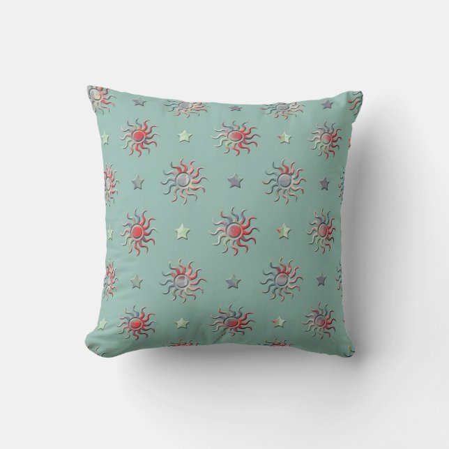 Coussin Design coloré soleil et étoiles (Recto)