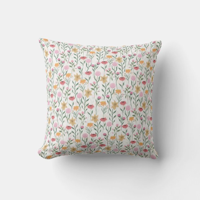 Coussin Design couleur Fleur sauvage aquarelle (Recto)