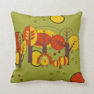 Coussin Design d'action de grâces rétro rouge, jaune et ve