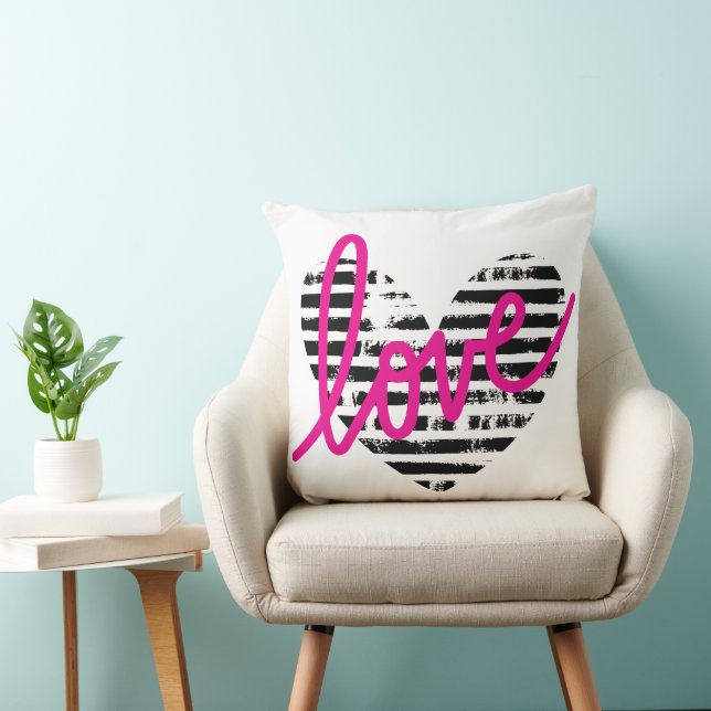 Coussin Design d'amour à cœur rayé (Chaise)