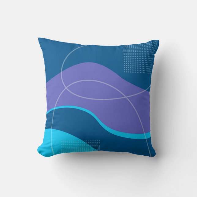 Coussin Design d'art Abstrait bleu et Lilac (Recto)