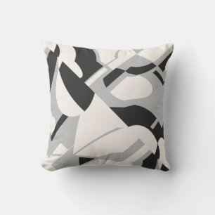 Coussin Design d'art diagonal gris gris blanc cassé