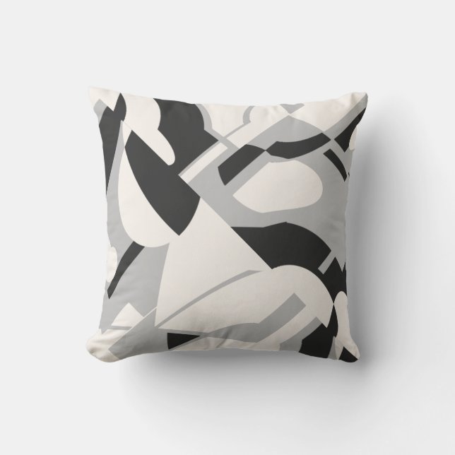 Coussin Design d'art diagonal gris gris blanc cassé (Recto)