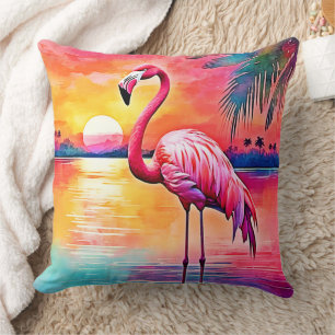Coussin Design d'art Flamant rose Sunset