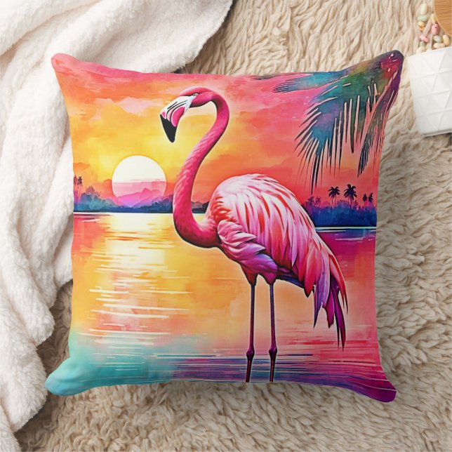 Coussin Design d'art Flamant rose Sunset (Couverture)