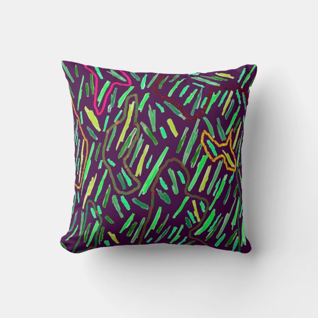 Coussin Design d'art mauve avec rayures (Recto)