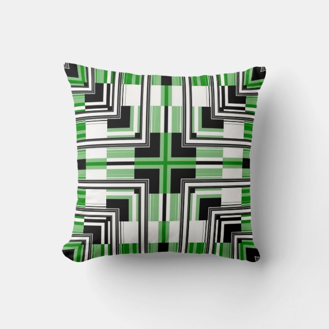Coussin Design d'art rétro Motif noir vert (Recto)
