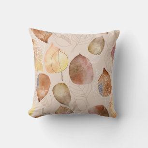 Coussin Design d'automne de feuille d'aquarelle graphique