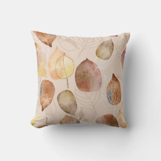 Coussin Design d'automne de feuille d'aquarelle graphique