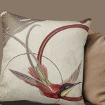 Coussin Design de colibri artistique beige | Maroon<br><div class="desc">L'oreiller design à jetons élégant présente un design artistique dans une palette de couleurs beige et bordeaux. Un design artistique avec un joli colibri comme point focal avec des accents rouges et verts sur un arrière - plan abstrait neutre avec un marron bordeaux et une composition de cercle géométrique or....</div>