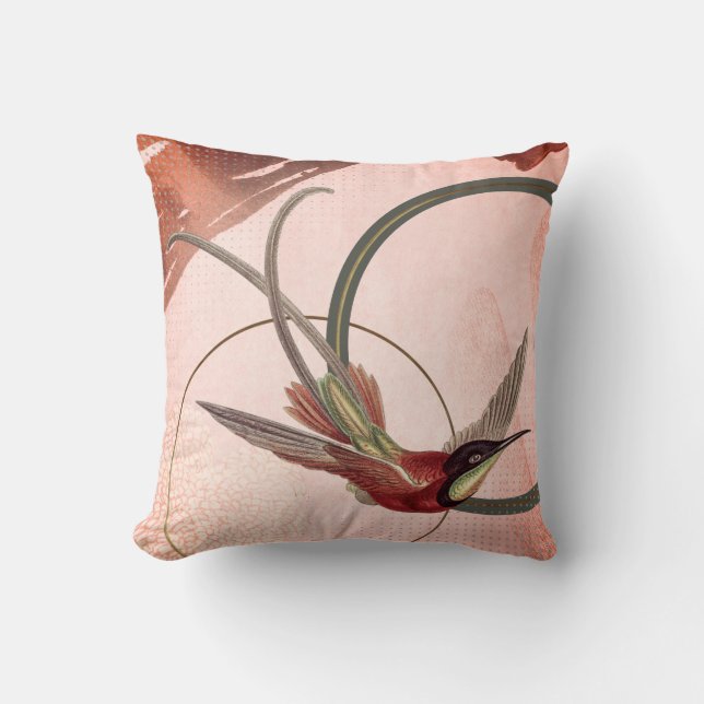 Coussin Design de colibri rose et vert (Recto)