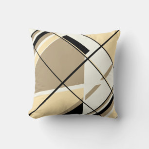 Coussin Design de fenêtre diagonale beige, chamois, noir e