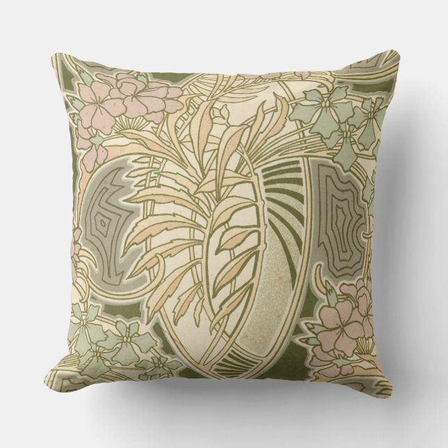 Coussin Design de fleurs Art nouveau de René Beauclair (Recto)