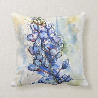 Coussin Design de fleurs d'aquarelle du Texas Bluebonnet
