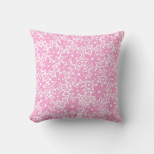 Coussin Design de fleurs - rose sur blanc