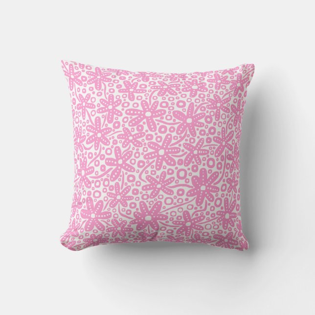 Coussin Design de fleurs - rose sur blanc (Recto)
