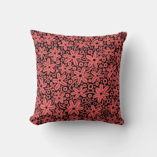 Coussin Design de fleurs - rose tropicale sur noir