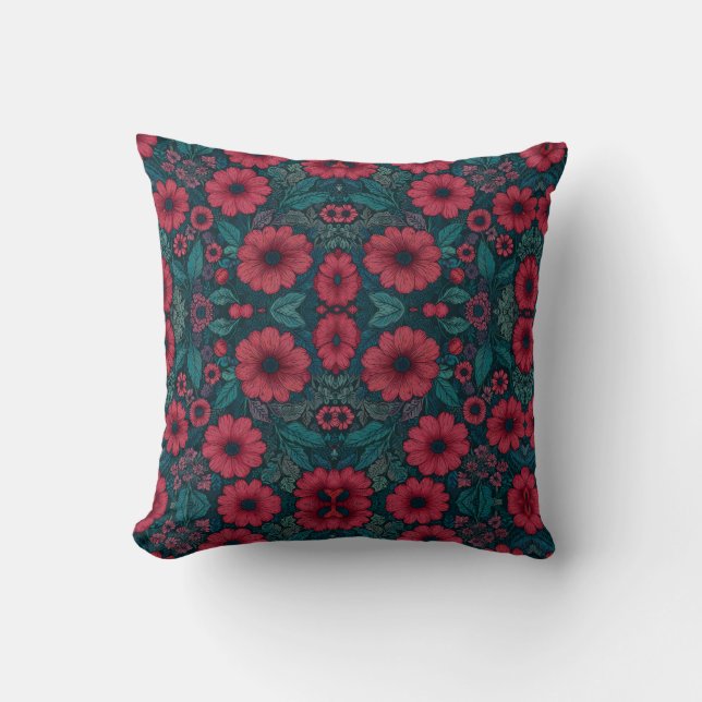 Coussin Design de fleurs rouges (Recto)